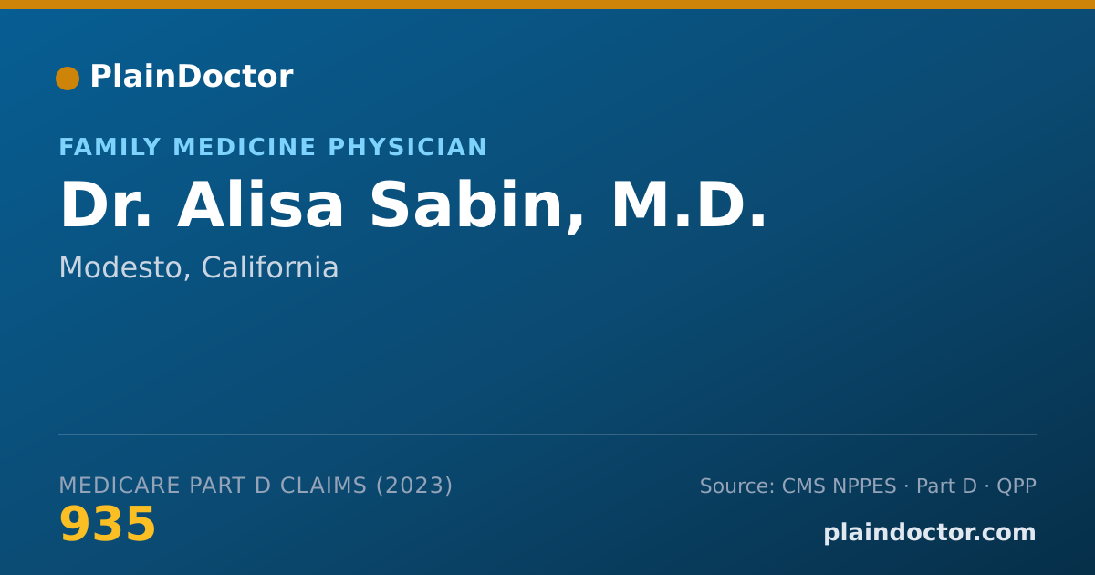 Shareable card for Alisa Sabin, M.D. - Family Medicine Physician, Modesto, CA