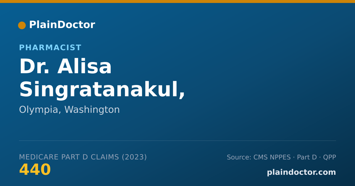 Shareable card for Alisa Singratanakul, PHARM.D. - Pharmacist, Olympia, WA