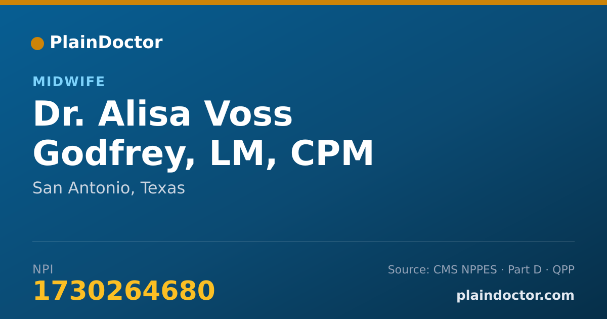 Shareable card for Alisa Voss Godfrey, LM, CPM - Midwife, San Antonio, TX