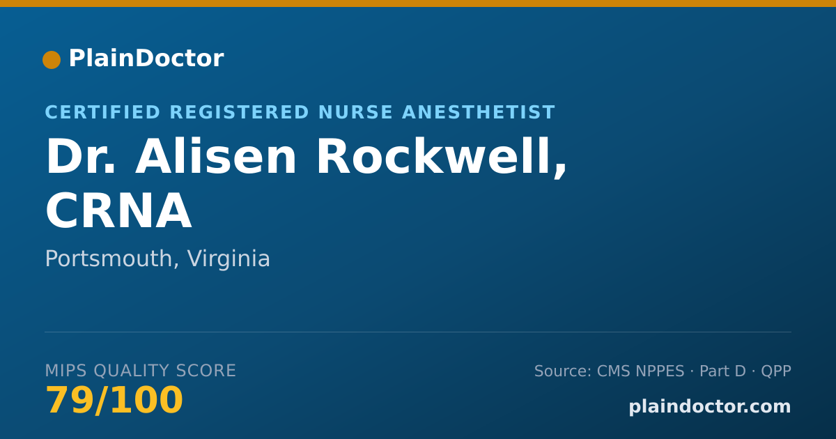 Shareable card for Alisen Rockwell, CRNA - Certified Registered Nurse Anesthetist, Portsmouth, VA