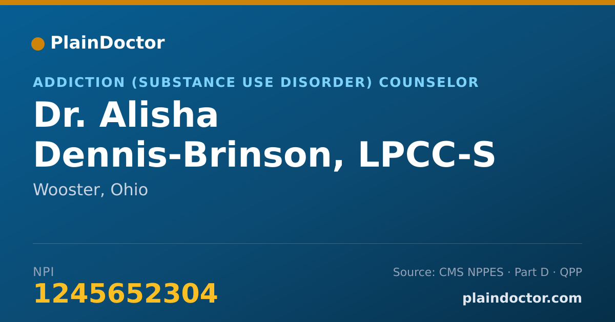 Shareable card for Alisha Dennis-Brinson, LPCC-S - Addiction (Substance Use Disorder) Counselor, Wooster, OH