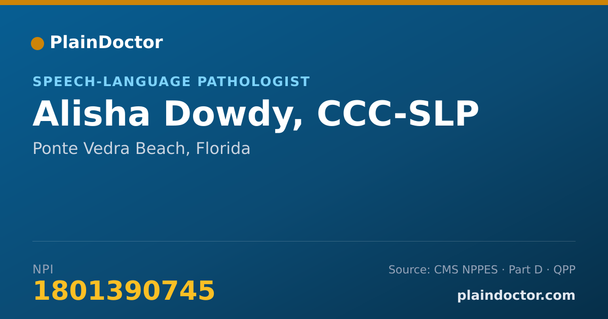Shareable card for Alisha Dowdy, CCC-SLP - Speech-Language Pathologist, Ponte Vedra Beach, FL