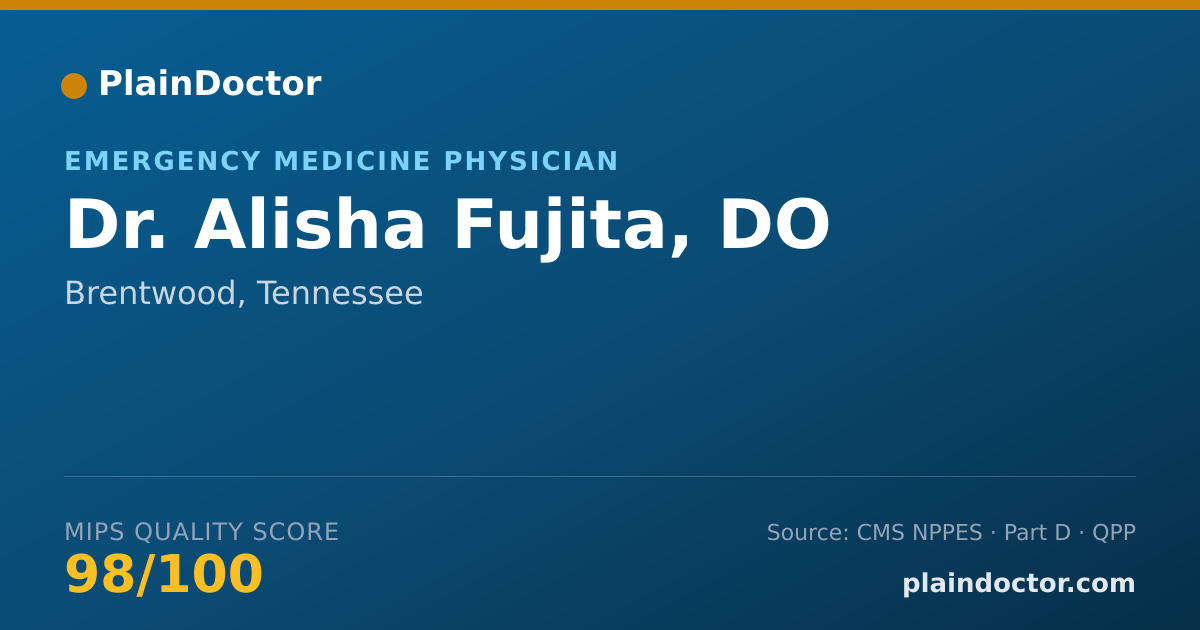 Shareable card for Alisha Fujita, DO - Emergency Medicine Physician, Brentwood, TN