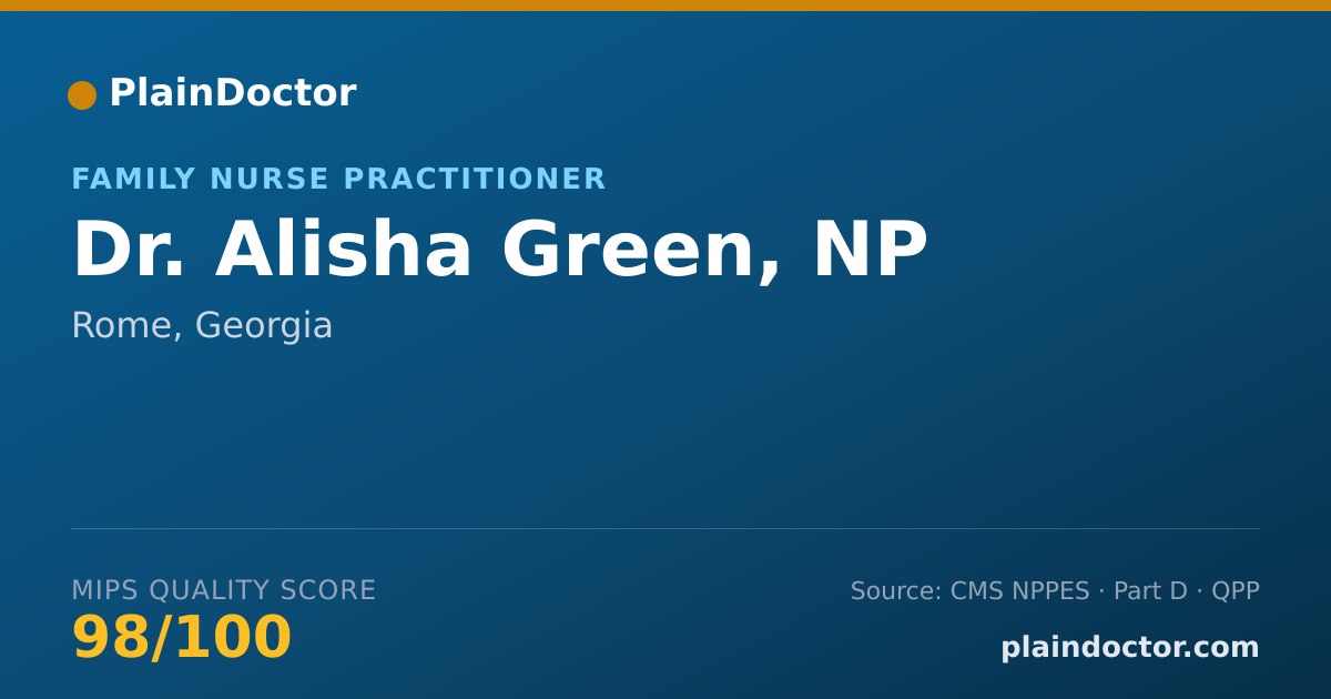 Shareable card for Alisha Green, NP - Family Nurse Practitioner, Rome, GA