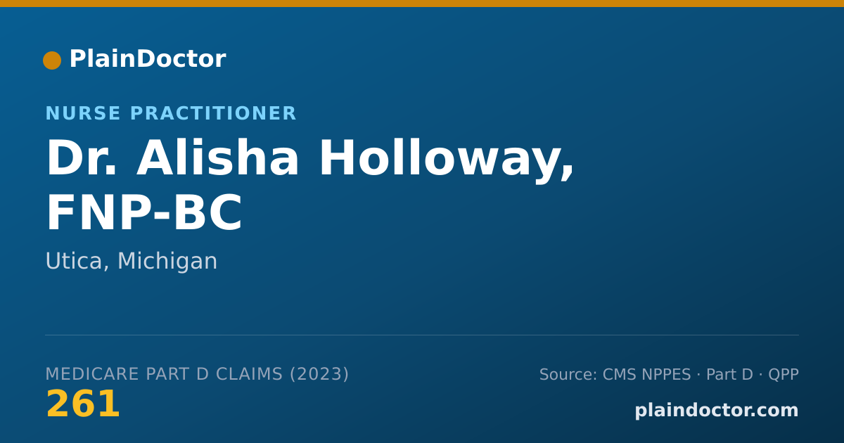 Shareable card for Alisha Holloway, FNP-BC - Nurse Practitioner, Utica, MI