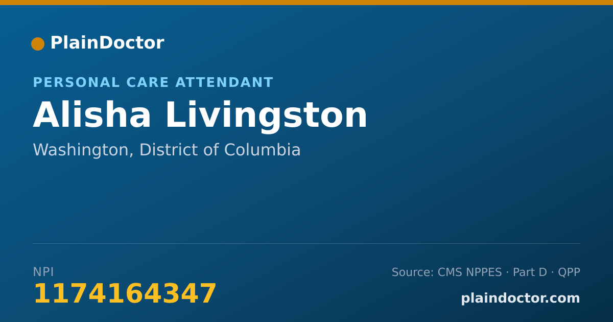 Shareable card for Alisha Livingston - Personal Care Attendant, Washington, DC