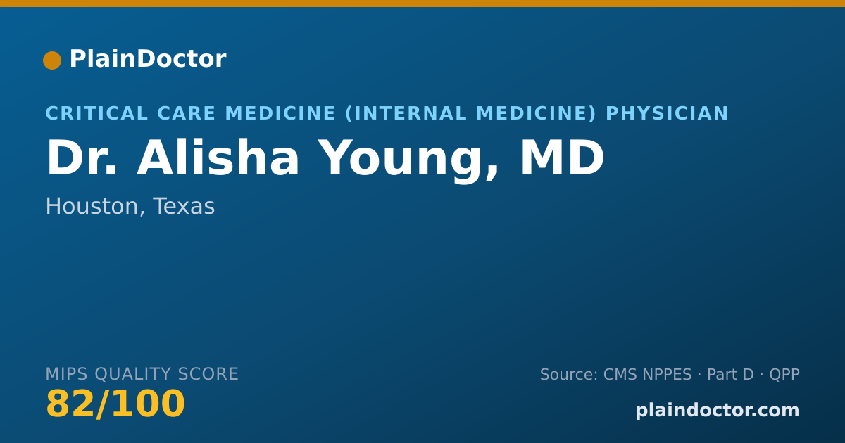 Shareable card for Alisha Young, MD - Internal Medicine Physician, Houston, TX