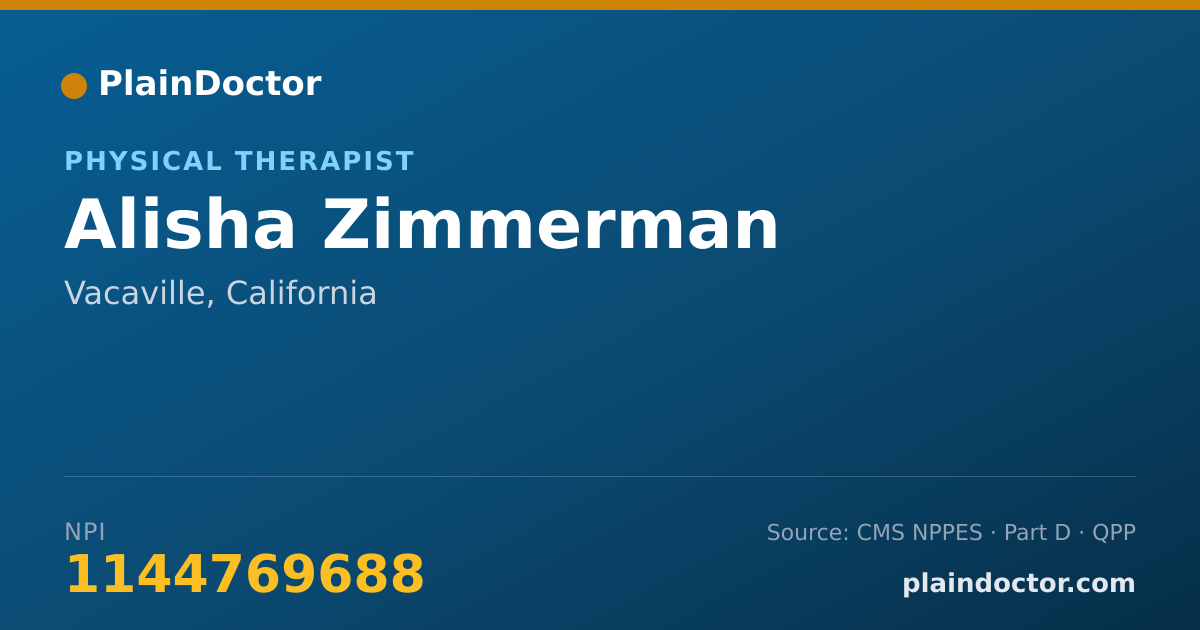 Shareable card for Alisha Zimmerman - Physical Therapist, Vacaville, CA