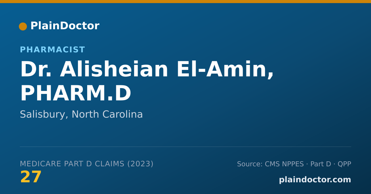 Shareable card for Alisheian El-Amin, PHARM.D - Pharmacist, Salisbury, NC