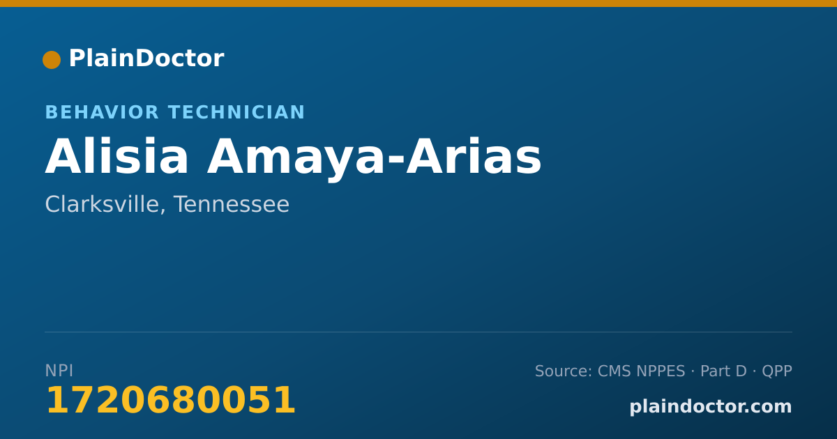 Shareable card for Alisia Amaya-Arias - Behavior Technician, Clarksville, TN