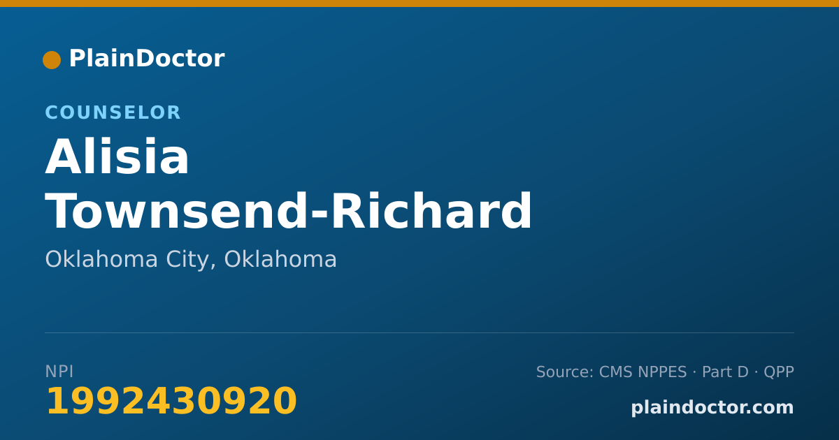 Shareable card for Alisia Townsend-Richard - Counselor, Oklahoma City, OK