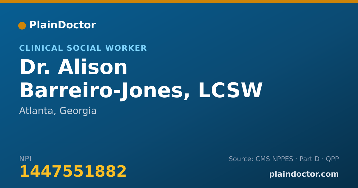 Shareable card for Alison Barreiro-Jones, LCSW - Clinical Social Worker, Atlanta, GA