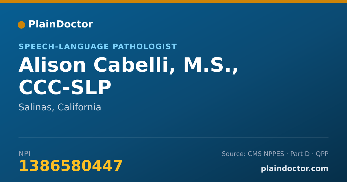 Shareable card for Alison Cabelli, M.S., CCC-SLP - Speech-Language Pathologist, Salinas, CA