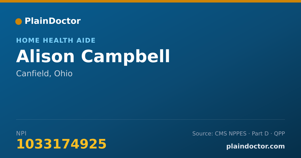 Shareable card for Alison Campbell - Home Health Aide, Canfield, OH