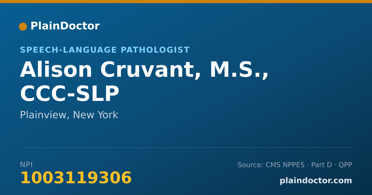 Shareable card for Alison Cruvant, M.S., CCC-SLP - Speech-Language Pathologist, Plainview, NY