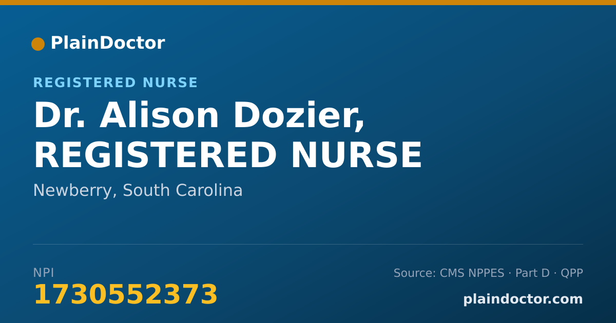 Shareable card for Alison Dozier, REGISTERED NURSE - Registered Nurse, Newberry, SC