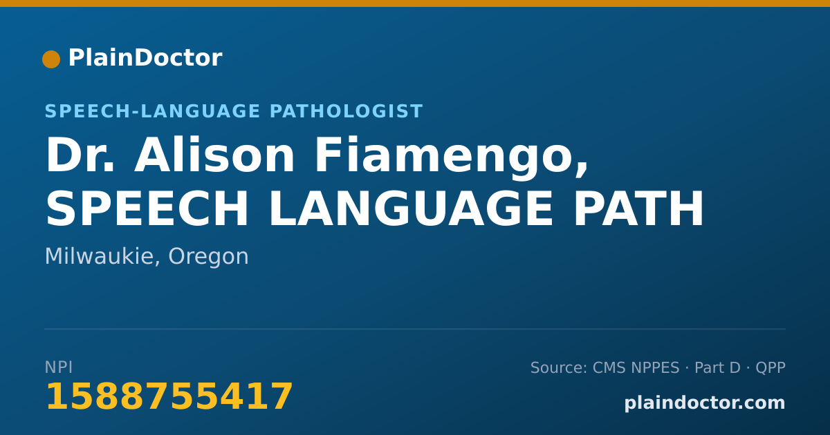 Shareable card for Alison Fiamengo, SPEECH LANGUAGE PATH - Speech-Language Pathologist, Milwaukie, OR