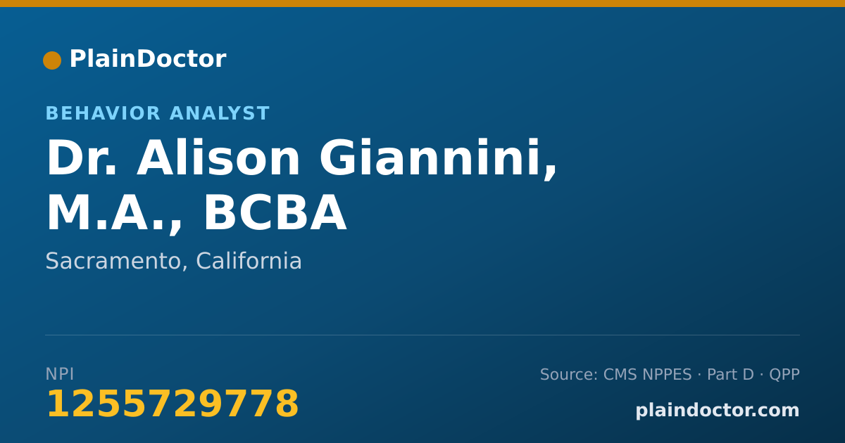Shareable card for Alison Giannini, M.A., BCBA - Behavior Analyst, Sacramento, CA