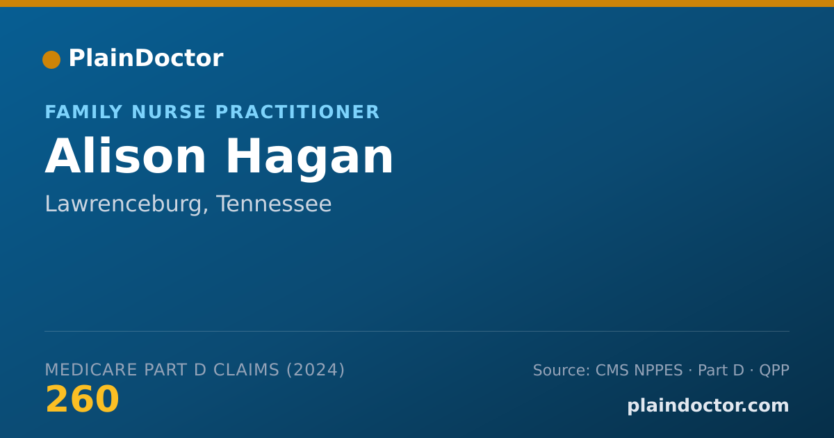 Shareable card for Alison Hagan - Family Nurse Practitioner, Lawrenceburg, TN
