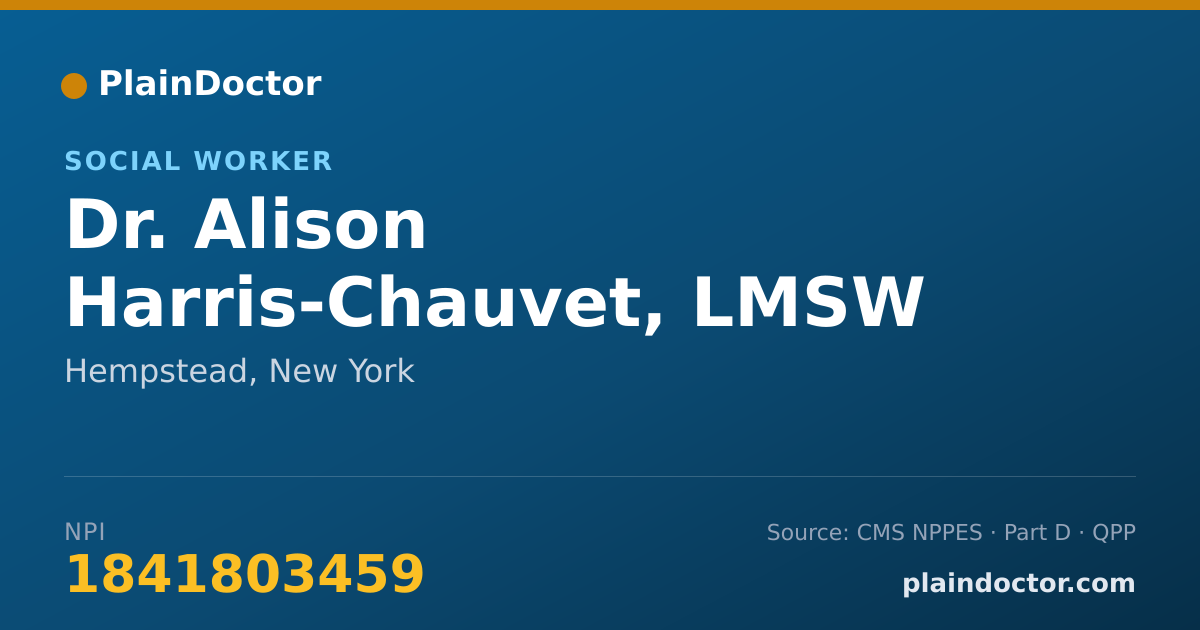 Shareable card for Alison Harris-Chauvet, LMSW - Social Worker, Hempstead, NY