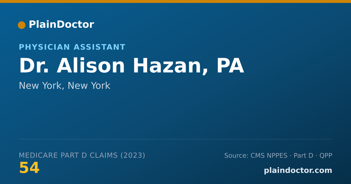 Shareable card for Alison Hazan, PA - Physician Assistant, New York, NY