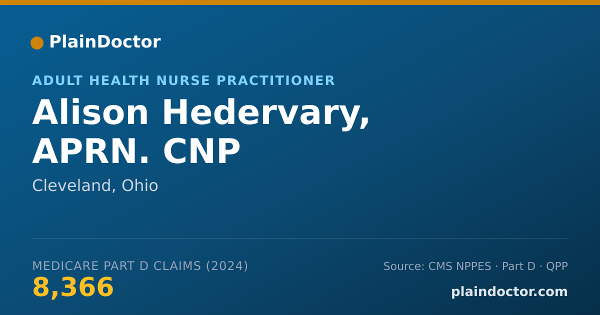 Shareable card for Alison Hedervary, APRN. CNP - Adult Health Nurse Practitioner, Cleveland, OH