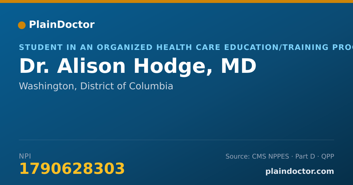 Shareable card for Alison Hodge, MD - Student in an Organized Health Care Education/Training Program, Washington, DC