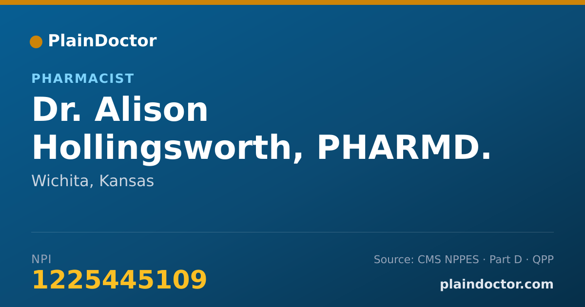 Shareable card for Alison Hollingsworth, PHARMD. - Pharmacist, Wichita, KS