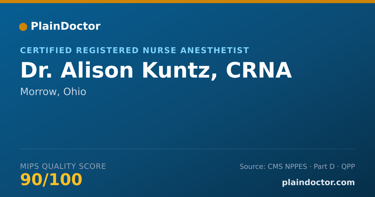 Shareable card for Alison Kuntz, CRNA - Certified Registered Nurse Anesthetist, Morrow, OH