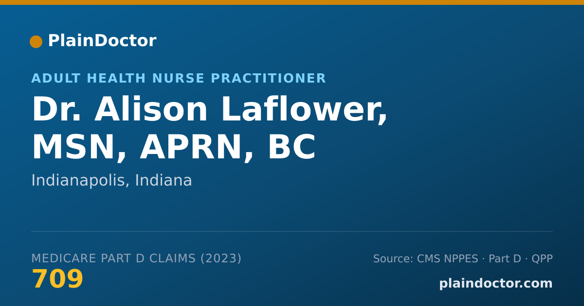 Shareable card for Alison Laflower, MSN, APRN, BC - Adult Health Nurse Practitioner, Indianapolis, IN