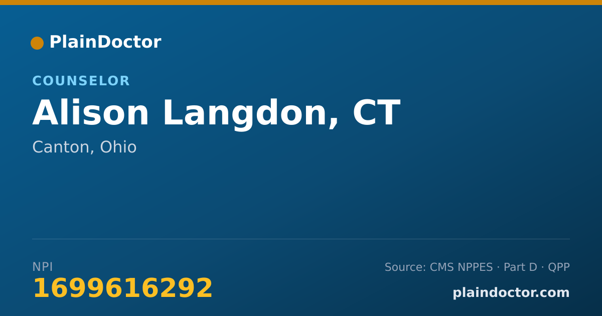 Shareable card for Alison Langdon, CT - Counselor, Canton, OH