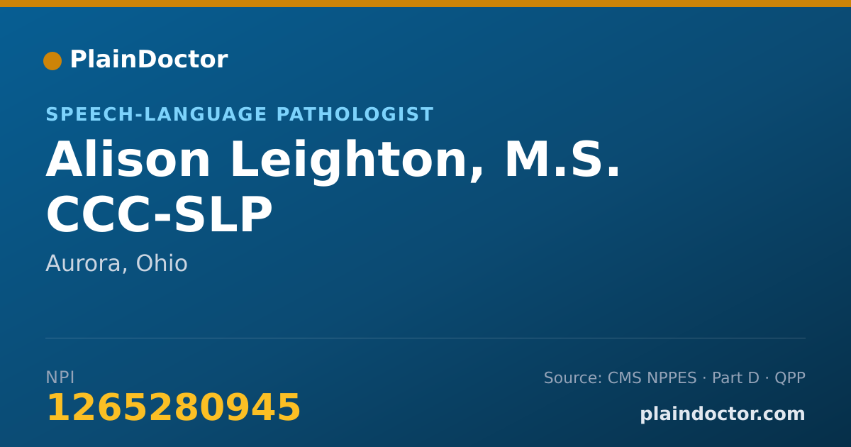 Shareable card for Alison Leighton, M.S. CCC-SLP - Speech-Language Pathologist, Aurora, OH