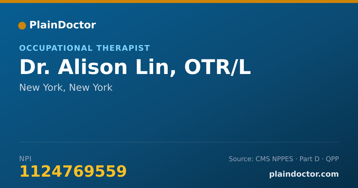 Shareable card for Alison Lin, OTR/L - Occupational Therapist, New York, NY