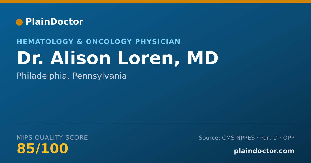 Shareable card for Alison Loren, MD - Hematology & Oncology Physician, Philadelphia, PA