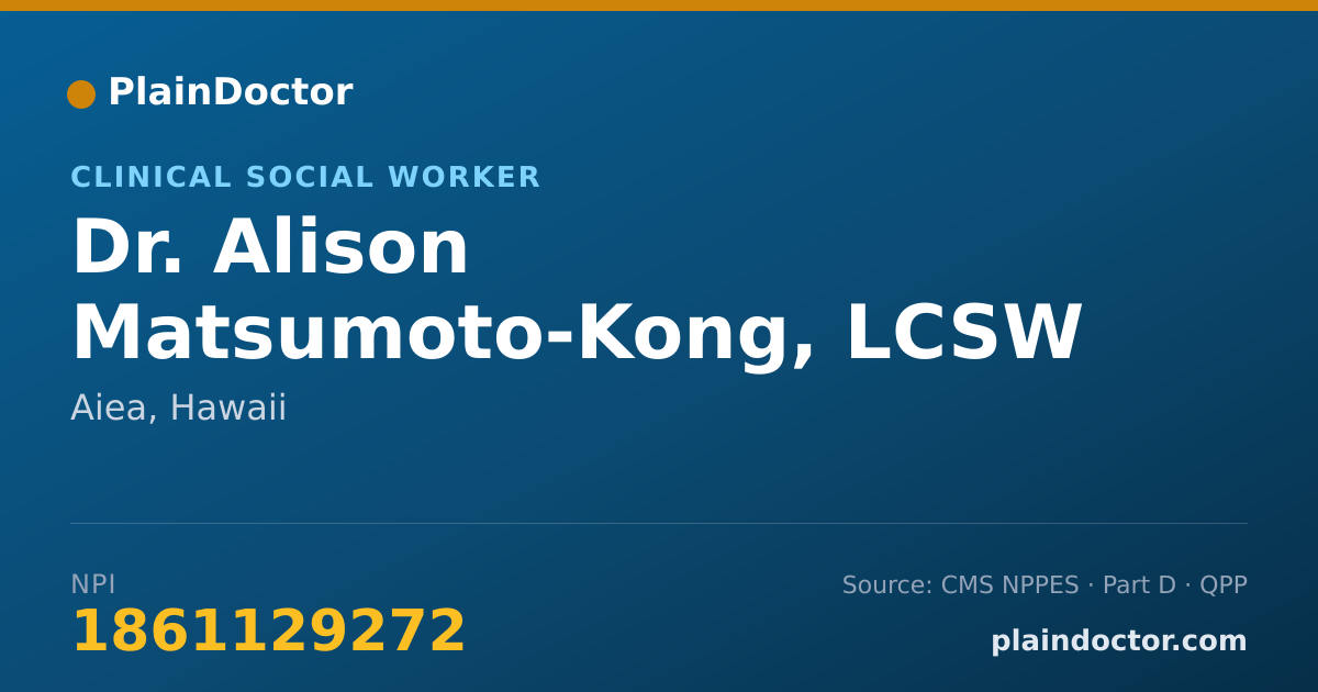 Shareable card for Alison Matsumoto-Kong, LCSW - Clinical Social Worker, Aiea, HI
