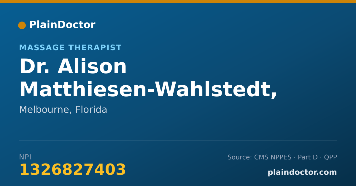 Shareable card for Alison Matthiesen-Wahlstedt, LMT - Massage Therapist, Melbourne, FL