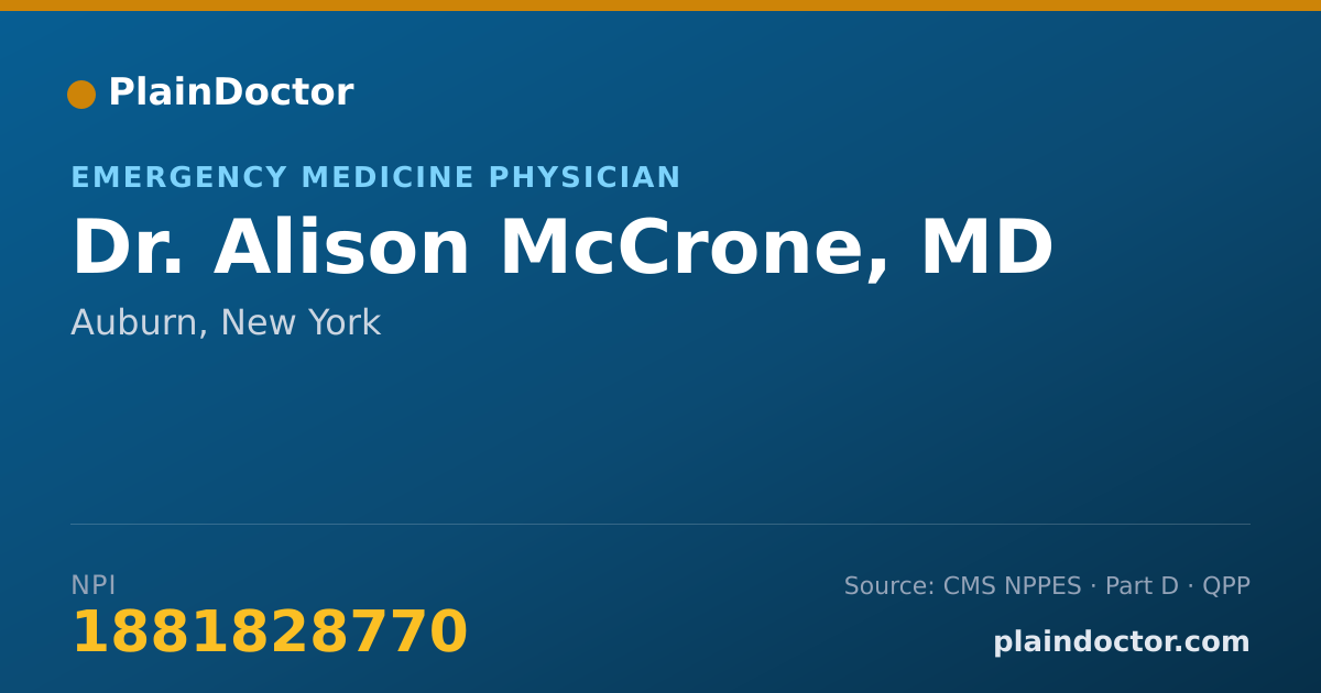 Shareable card for Alison McCrone, MD - Emergency Medicine Physician, Auburn, NY