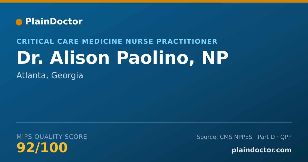 Shareable card for Alison Paolino, NP - Critical Care Medicine Nurse Practitioner, Atlanta, GA