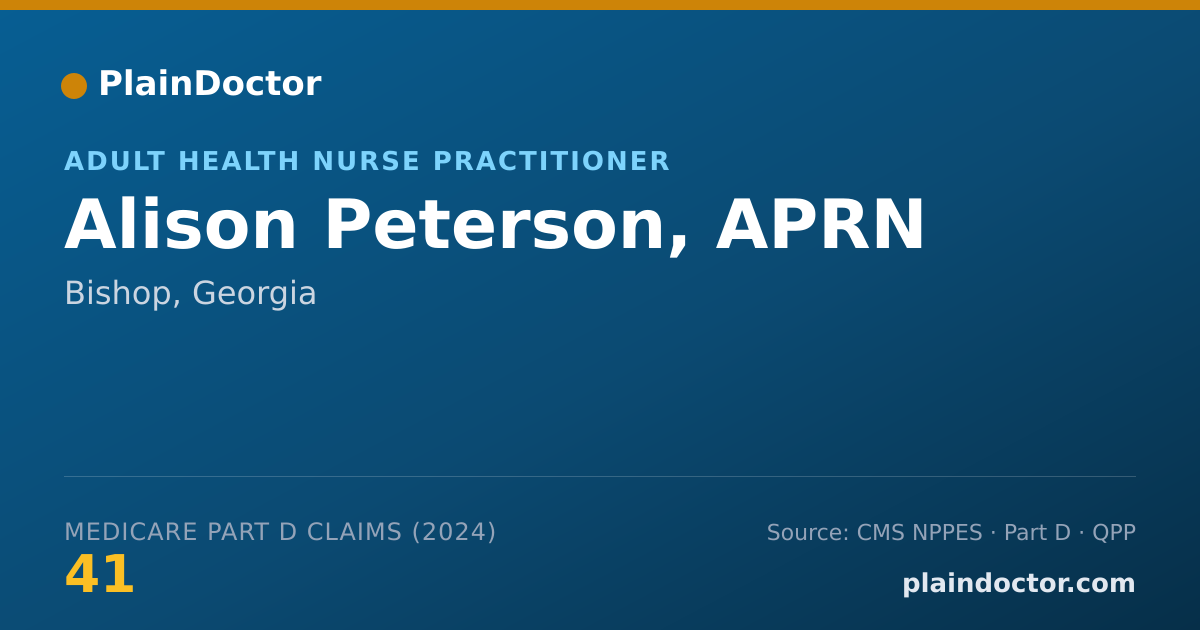 Shareable card for Alison Peterson, APRN - Adult Health Nurse Practitioner, Bishop, GA