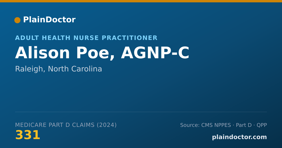 Shareable card for Alison Poe, AGNP-C - Adult Health Nurse Practitioner, Raleigh, NC