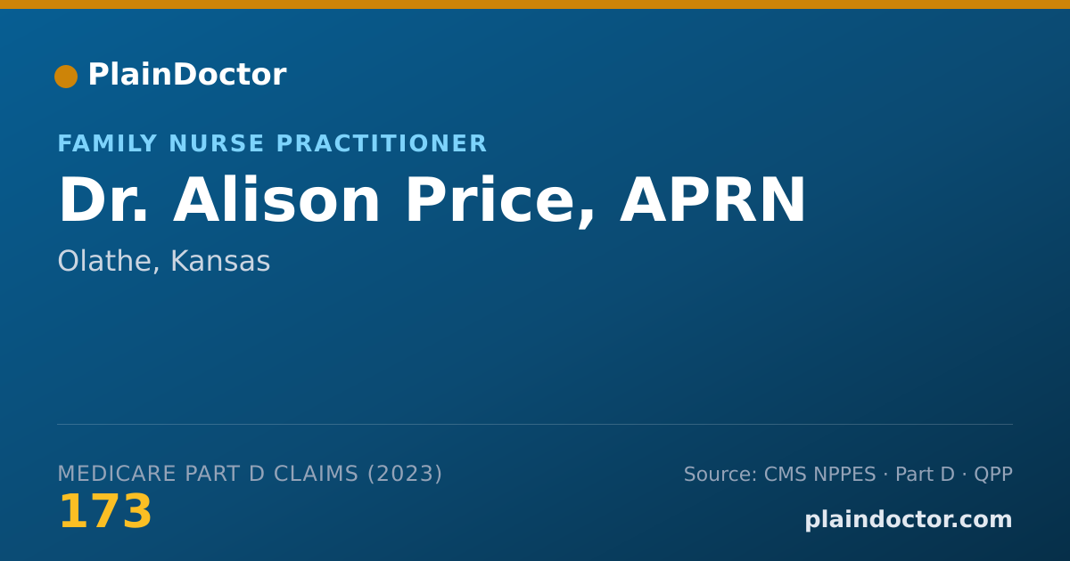 Shareable card for Alison Price, APRN - Family Nurse Practitioner, Olathe, KS