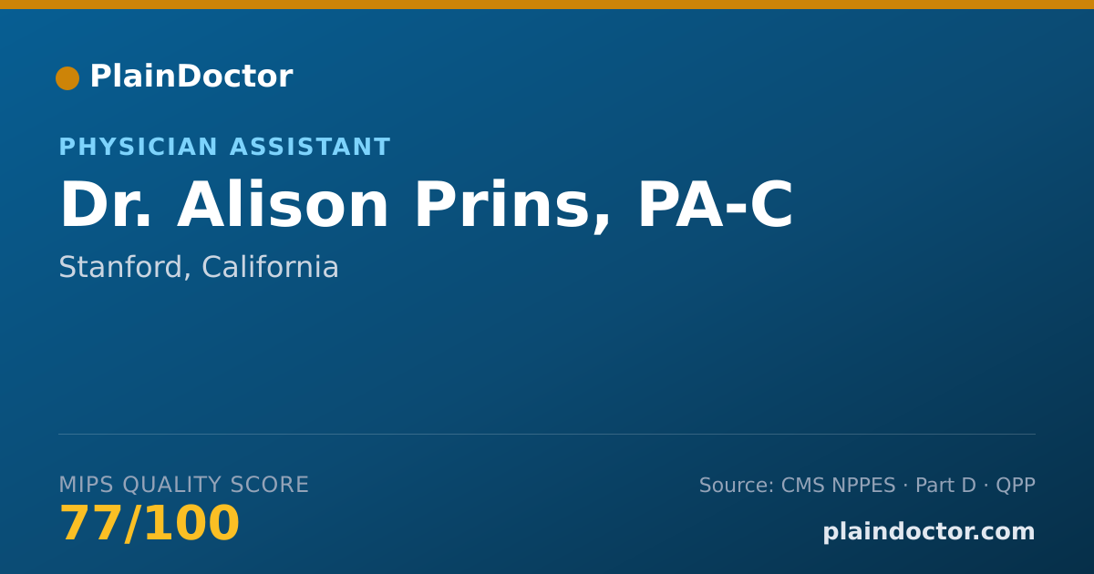 Shareable card for Alison Prins, PA-C - Physician Assistant, Stanford, CA