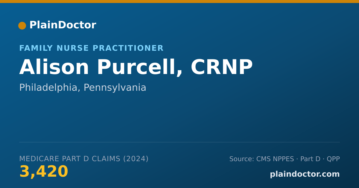 Shareable card for Alison Purcell, CRNP - Family Nurse Practitioner, Philadelphia, PA