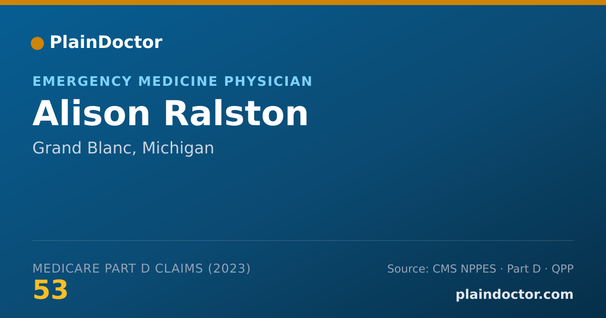 Shareable card for Alison Ralston - Emergency Medicine Physician, Grand Blanc, MI