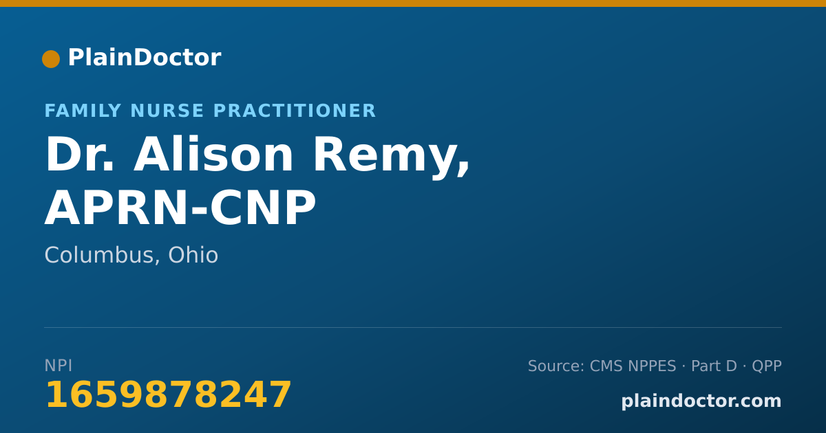 Shareable card for Alison Remy, APRN-CNP - Family Nurse Practitioner, Columbus, OH