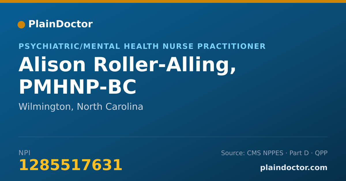 Shareable card for Alison Roller-Alling, PMHNP-BC - Psychiatric/Mental Health Nurse Practitioner, Wilmington, NC