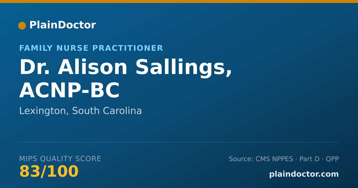 Shareable card for Alison Sallings, ACNP-BC - Family Nurse Practitioner, Lexington, SC