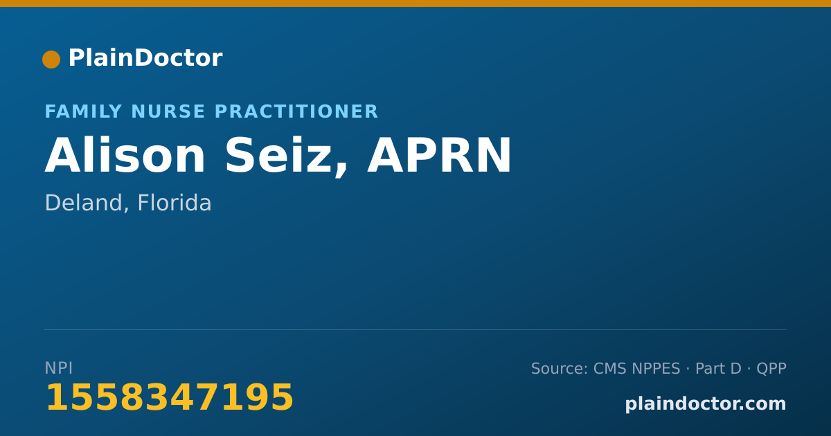 Shareable card for Alison Seiz, APRN - Oncology Clinical Nurse Specialist, Deland, FL