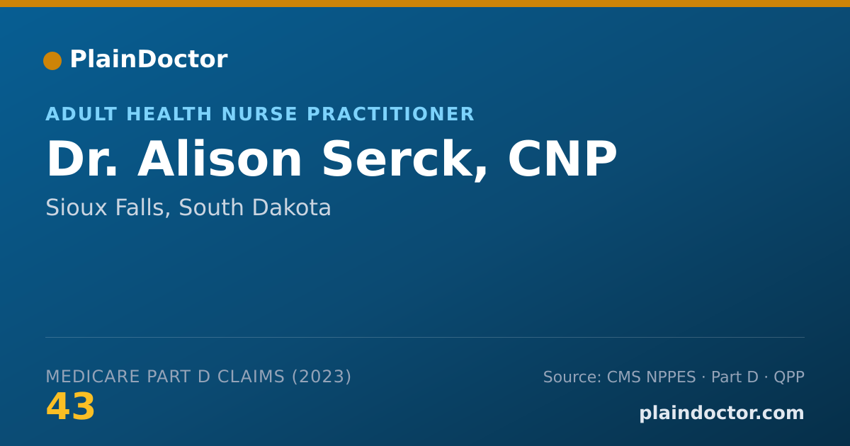 Shareable card for Alison Serck, CNP - Adult Health Nurse Practitioner, Sioux Falls, SD