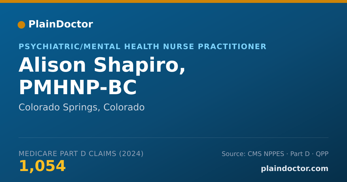 Shareable card for Alison Shapiro, PMHNP-BC - Psychiatric/Mental Health Nurse Practitioner, Colorado Springs, CO